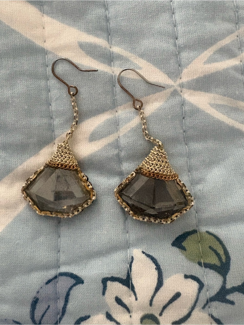 Gold-Tone Wire Wrapped Gray Crystal Drop Earrings
Never worn